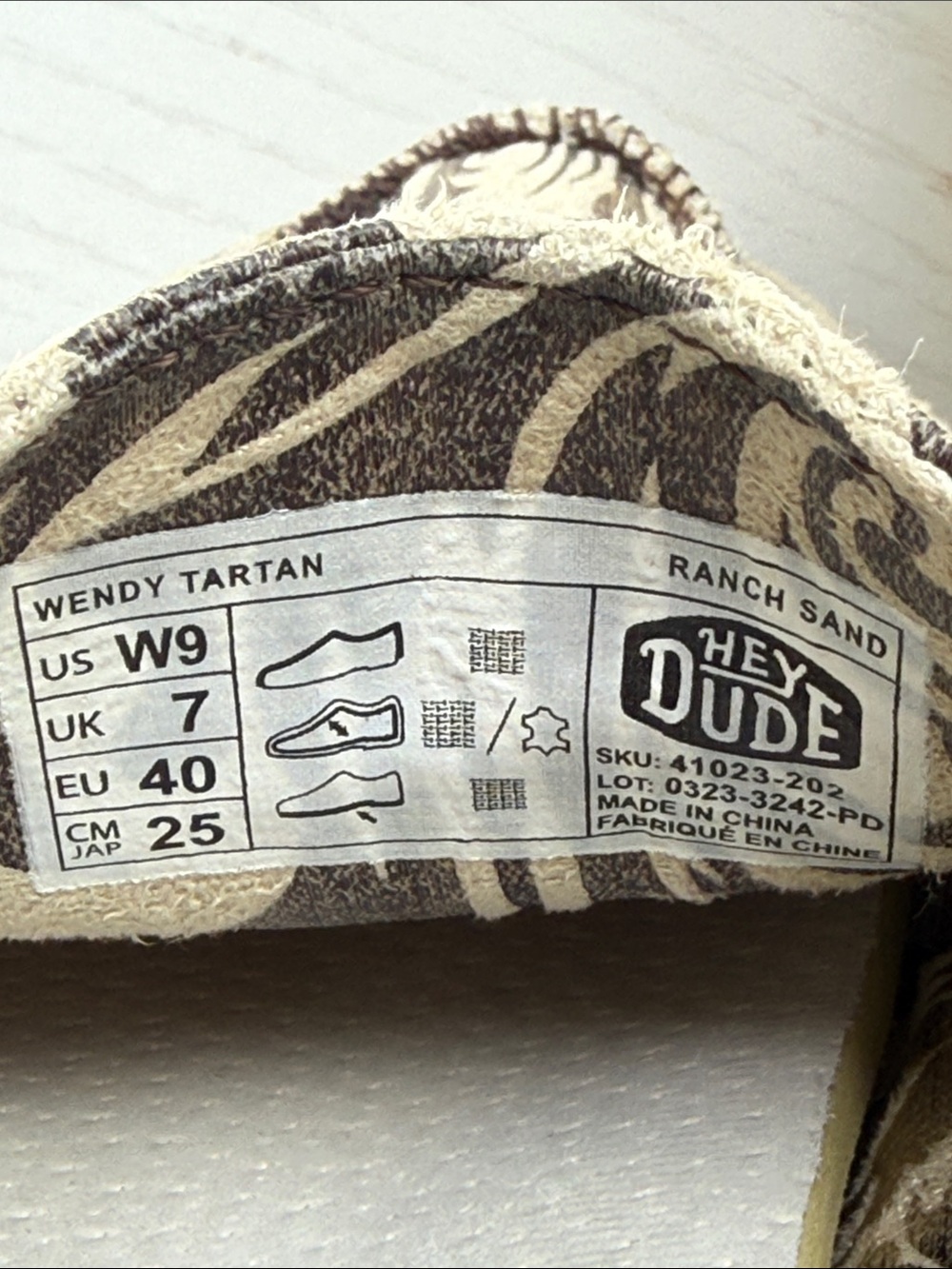 Hey Dude Floral Pattern Canvas Slip-On Loafers in Brown and Cream - Picture 7 of 12